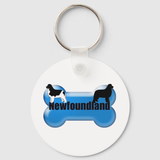 Newfoundland Dog bone Key Ring (Front)