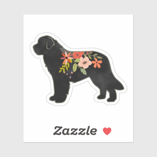 Newfoundland Dog Breed Boho Floral Silhouette (Sheet)