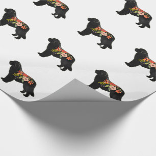 Newfoundland Dog Breed Boho Floral Silhouette Wrapping Paper