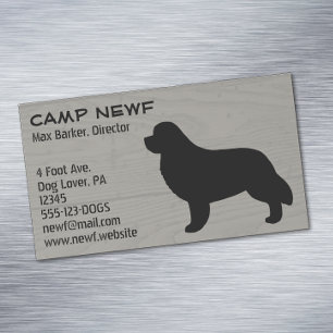 Newfoundland Dog Breed Silhouette Faux Wood Style Magnetic Business Card