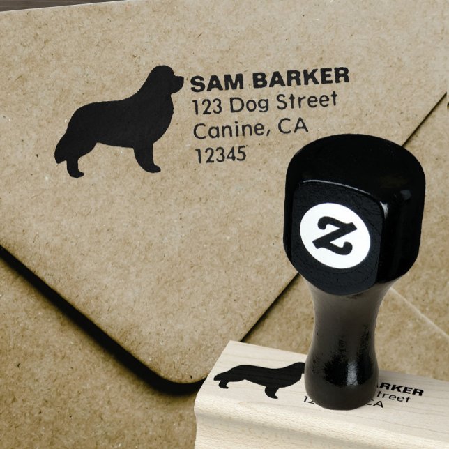 Newfoundland Dog Breed Silhouette Return Address Rubber Stamp (Creator Uploaded)
