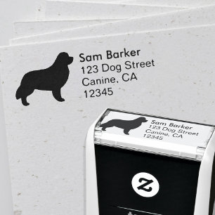 Newfoundland Dog Breed Silhouette Return Address Self-inking Stamp