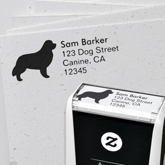 Newfoundland Dog Breed Silhouette Return Address Self-inking Stamp (Creator Uploaded)