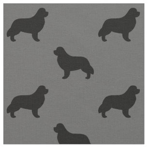 Newfoundland Dog Breed Silhouettes Patterned Fabric