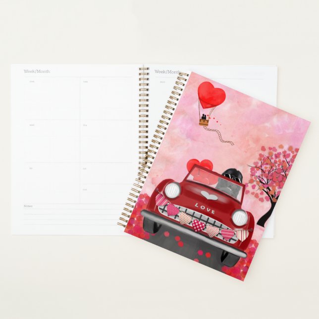 Newfoundland Dog Car with Hearts Valentine's  Planner (Display)