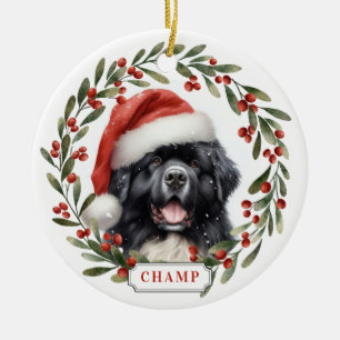 Newfoundland Dog Ceramic Circle Ornament