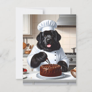 Newfoundland Dog Chef Icing Cake Postcard