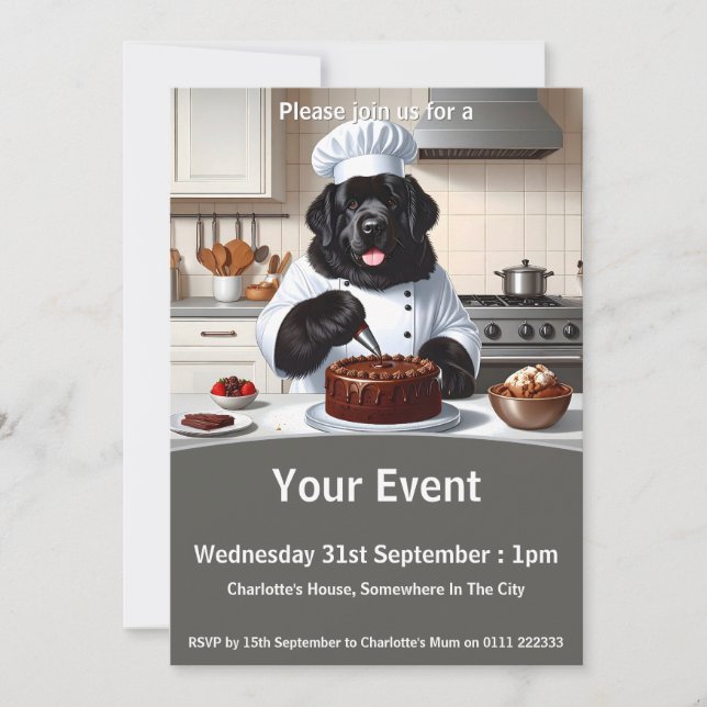 Newfoundland Dog Chef Invitation (Front)