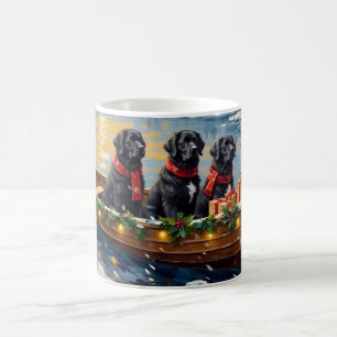 Newfoundland Dog Christmas Boat Holiday Coffee Mug