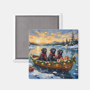 Newfoundland Dog Christmas Boat Holiday Magnet
