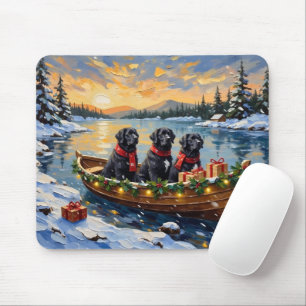 Newfoundland Dog Christmas Boat Holiday Mouse Mat