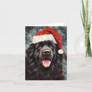Newfoundland dog Christmas brush painting artwork Card
