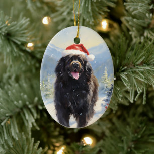 Newfoundland dog Christmas Ceramic Tree Decoration