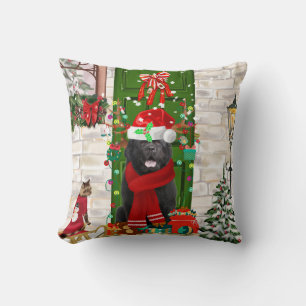 Newfoundland Dog Christmas Cushion