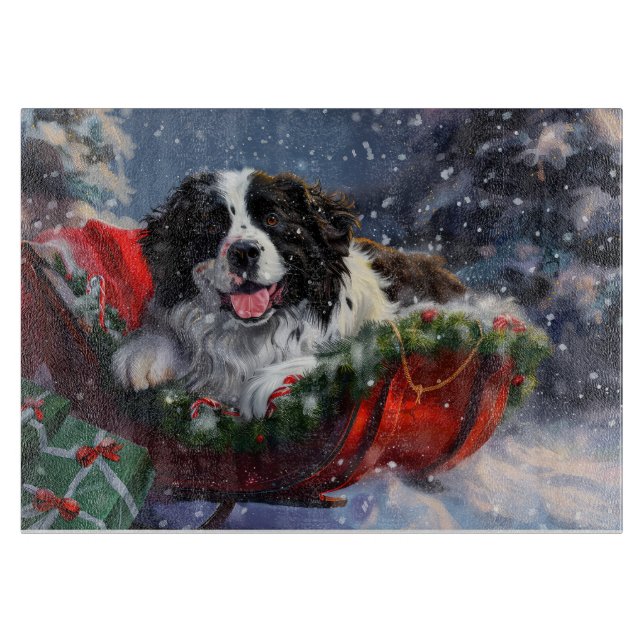 Newfoundland Dog Christmas Festive Cutting Board (Front)