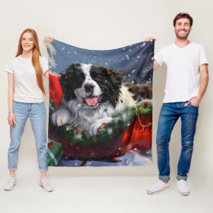 Newfoundland Dog Christmas Festive Fleece Blanket
