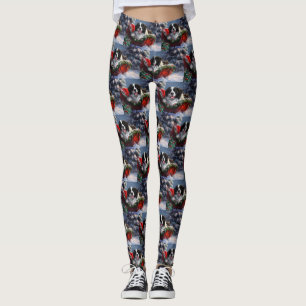 Newfoundland Dog Christmas Festive Leggings