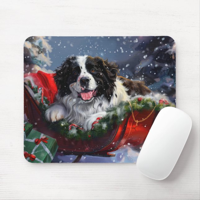Newfoundland Dog Christmas Festive Mouse Mat (With Mouse)