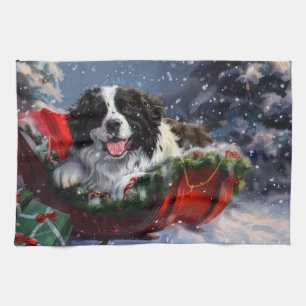 Newfoundland Dog Christmas Festive Tea Towel