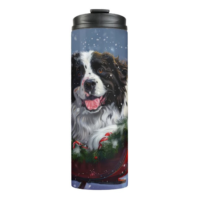 Newfoundland Dog Christmas Festive Thermal Tumbler (Front)