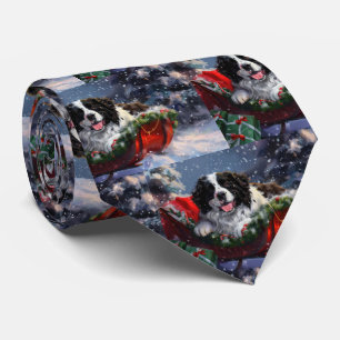 Newfoundland Dog Christmas Festive Tie