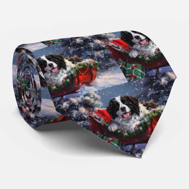 Newfoundland Dog Christmas Festive Tie (Rolled)