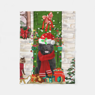 Newfoundland Dog Christmas Fleece Blanket