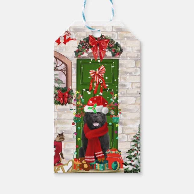 Newfoundland Dog Christmas  Gift Tags (Front)