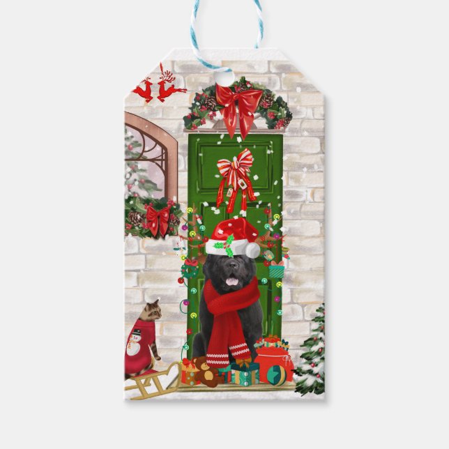Newfoundland Dog Christmas  Gift Tags (Front)