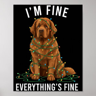 Newfoundland Dog Christmas I'm Fine Everything Is Poster