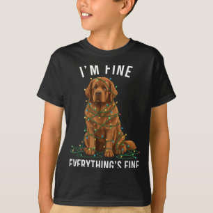 Newfoundland Dog Christmas I'm Fine Everything Is T-Shirt