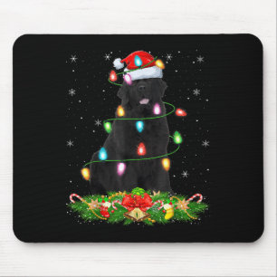 Newfoundland Dog Christmas Lights Funny Santa Hat Mouse Mat