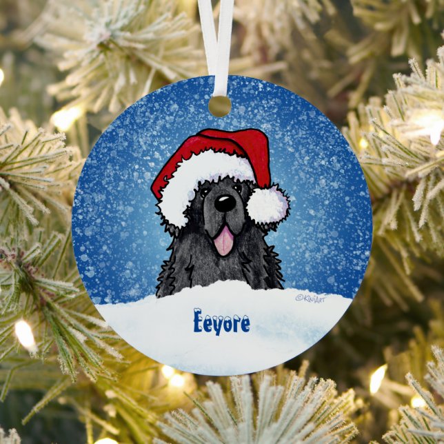 Newfoundland Dog Christmas Metal Ornament (Insitu)