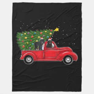 Newfoundland dog christmas on red car truck gift fleece blanket