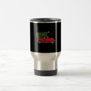 Newfoundland dog christmas on red car truck gift travel mug