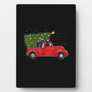 Newfoundland Dog Christmas On Red Car Truck Xmas Plaque