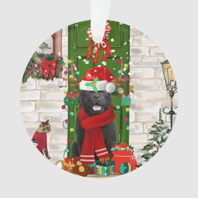 Newfoundland Dog Christmas  Ornament (Front)
