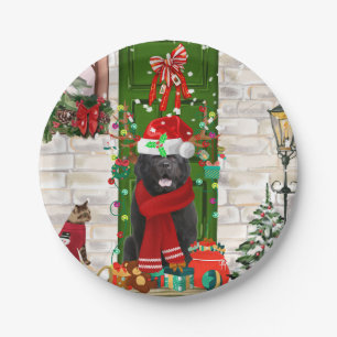 Newfoundland Dog Christmas  Paper Plate