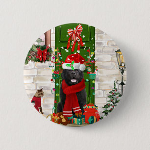 Newfoundland Dog Christmas Throw Pillow 6 Cm Round Badge