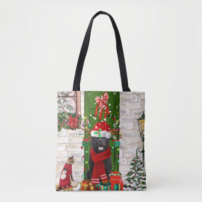 Newfoundland Dog Christmas  Tote Bag (Front)