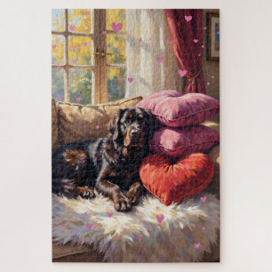 Newfoundland Dog Cozy Valentine's Day Retreat Jigsaw Puzzle