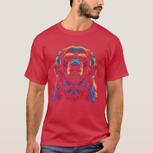 Newfoundland Dog Dog Sunglasses Popart friend frie T-Shirt (Front)