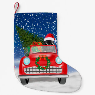 Newfoundland Dog Driving Car In Snow Christmas Small Christmas Stocking