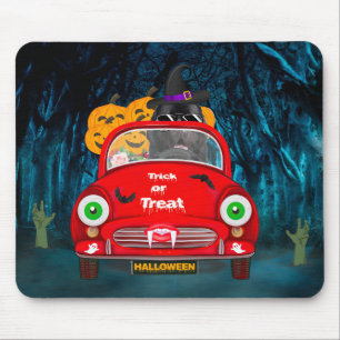 Newfoundland Dog Driving Car Scary Halloween Mouse Mat