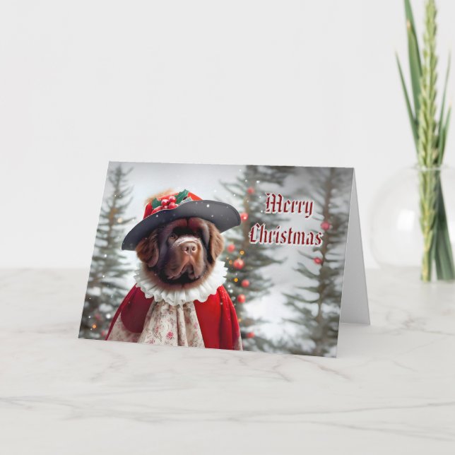 Newfoundland Dog Elizabethan Era Christmas Card (Front)