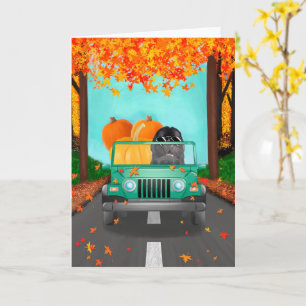 Newfoundland Dog Fall Pumpkin  Card