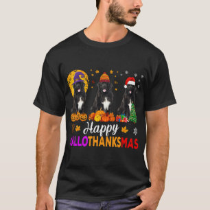 Newfoundland Dog Halloween Christmas Hallothanksma T-Shirt