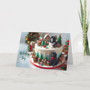 Newfoundland Dog Holiday Cake Card