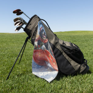 Newfoundland Dog in Sledge Let it Snow Christmas Golf Towel