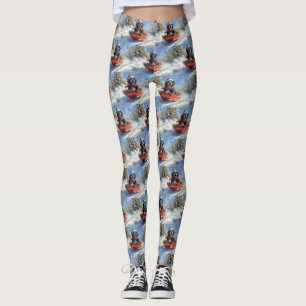 Newfoundland Dog in Sledge Let it Snow Christmas Leggings